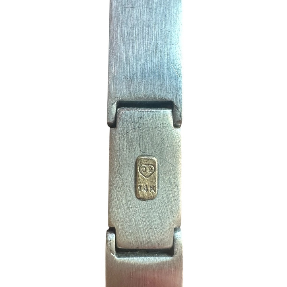 Elegant Stainless Steel and 14k Gold accents Black Men’s Bracelet - Picture 2 of 7